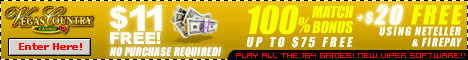 VEGAS COUNTRY CASINO - $11 FREE AND 100% DEPOSIT BONUS!!